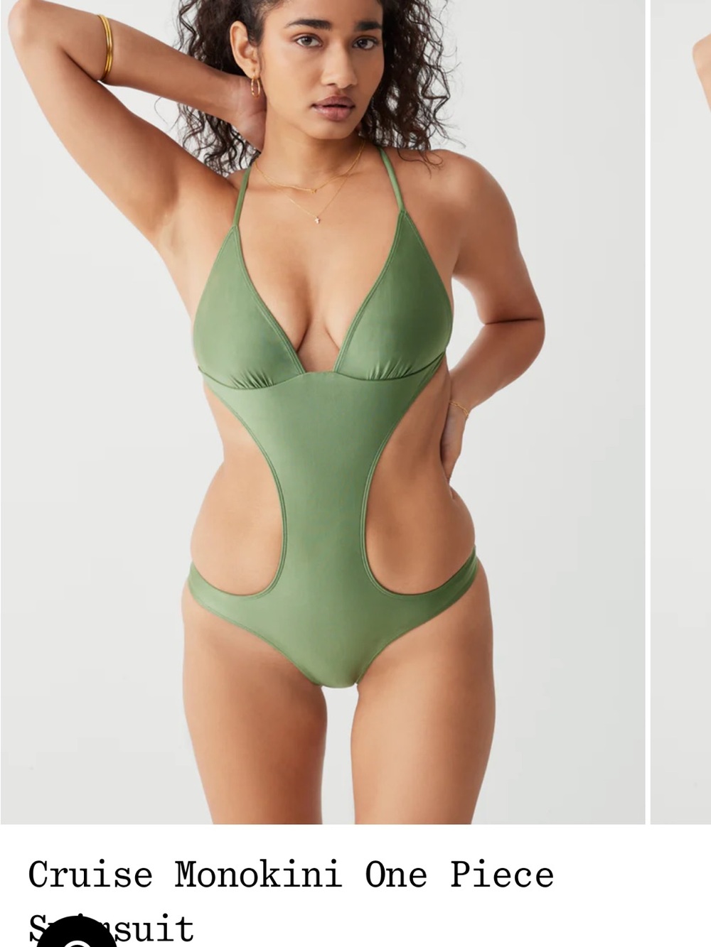 Frankie's Bikinis Olive Green Cutout Monokini One Piece